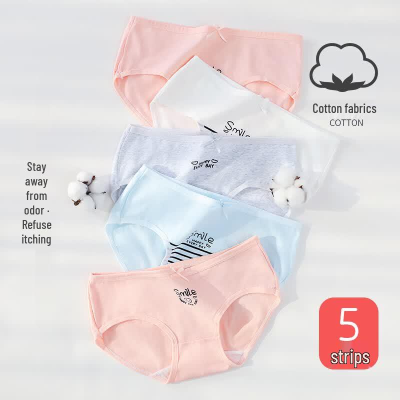 Langsha Girls Mid-Waist Pure Cotton Briefs (5-Pack) M