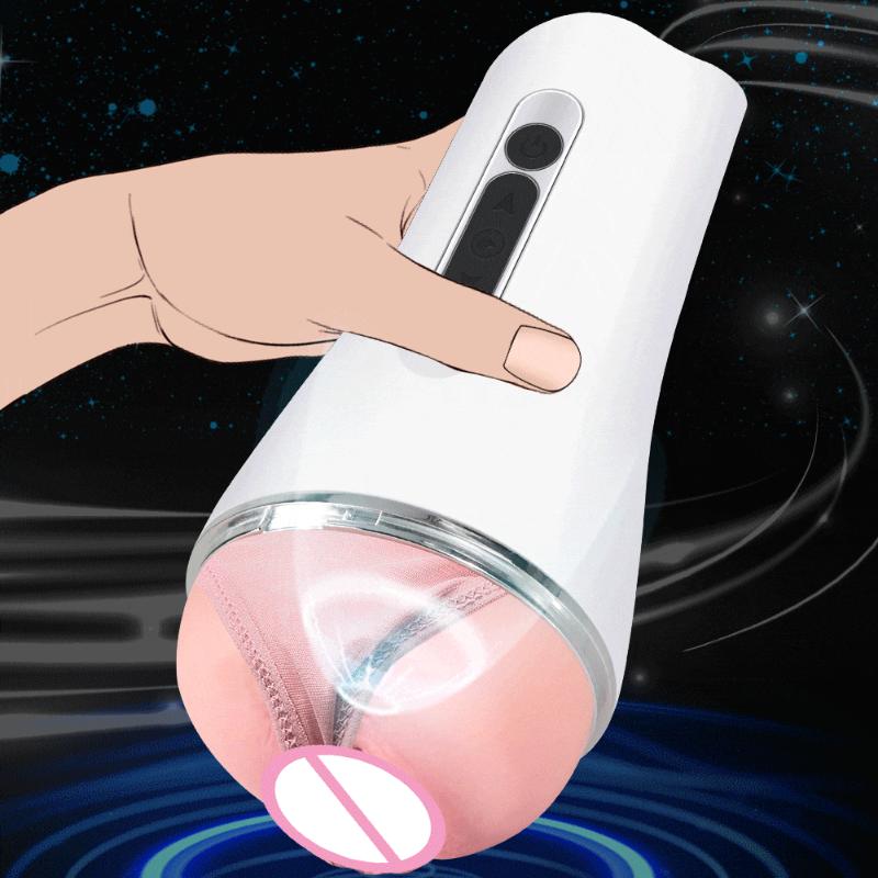 Vagina Anus Masturbator, Auto Saugen Stöhnen Vibration Masturbationsbecher, Orgasmus Sexmaschine Echte Muschi Erwachsenen Sexspielzeug für Männer