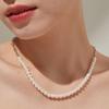 Tirr Lirr Tizen Maximize Shell Pearl 6mm Bead Half Chain Silver-White Necklace TNSSVW14037M