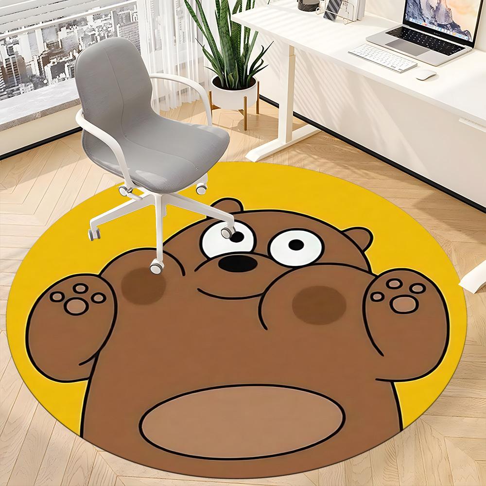 1pc We Bare Bears Friends Office Round Area Rug, Under Office Chairs Bedroom Living Room Home Decor, Room Deco, Available In Various Sizes141