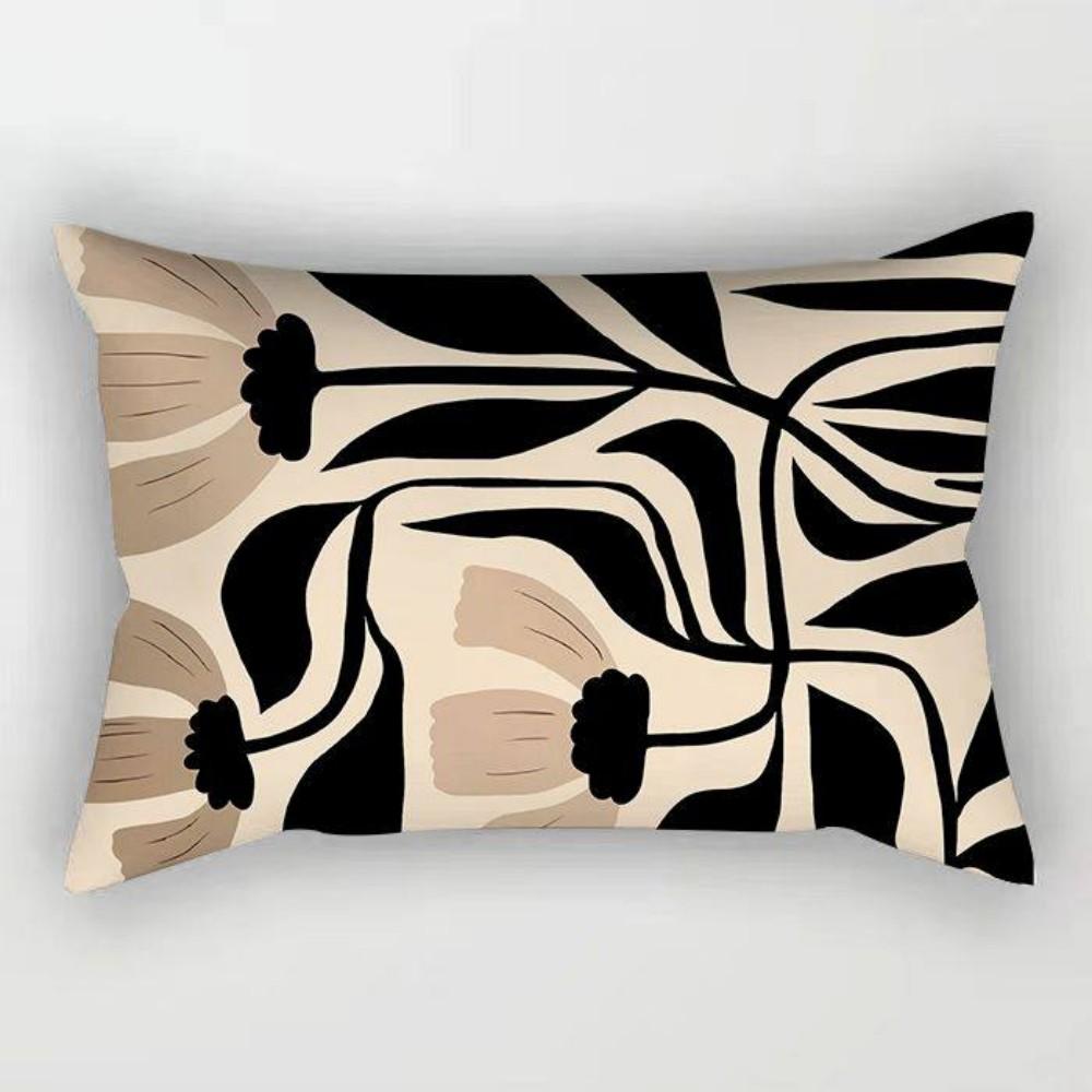 VIKAMA Scandinavische Stijl Zwart-Wit Bloemig Kussensloop Minimalistisch Moderne Slaapkamer & Kantoor Kussenhoes Woondecoratie 30x50cm