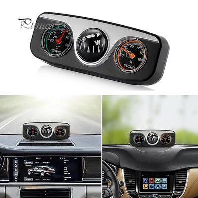 Car Vehicle Navigation Ball Compass Thermometer Hygrometer Interior Accessories