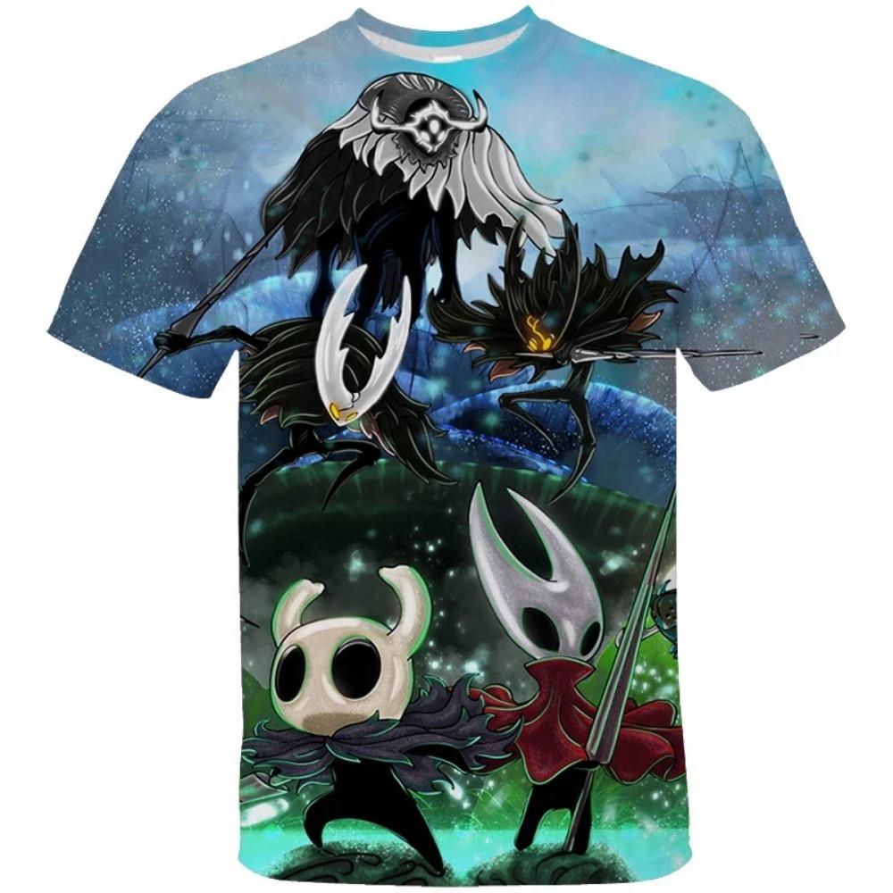 

Модна чоловіча та жіноча футболка Мультяшна футболка з 3D-принтом Hollow Knight Вільна з коротким рукавом Вуличний одяг Літній повсякденний дитячий топ Одяг L