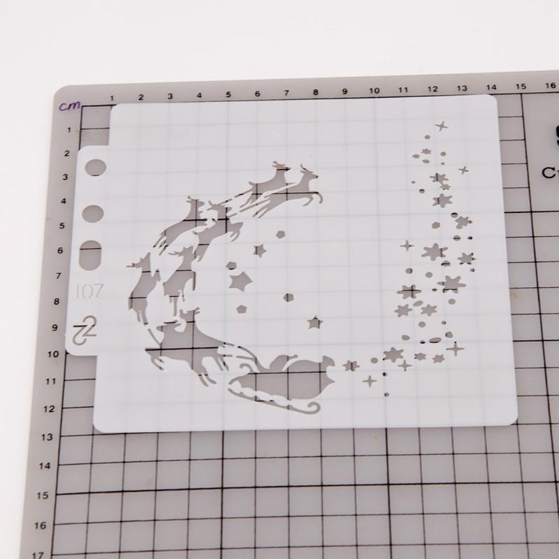 Exquisite Christmas Spraying Drawing Template Portable Washable 3-ring Loose-leaf Stencils Reusable Anti-break for Kids