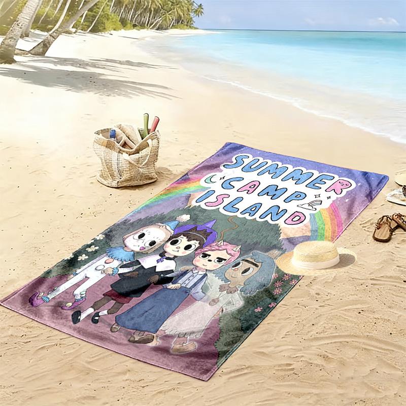 Summer Camp Island cartoon 2D Flat Print Beach Towel, Large Soft Quick Dry Towel for Beach Camping SwimmingXSTJ0915530