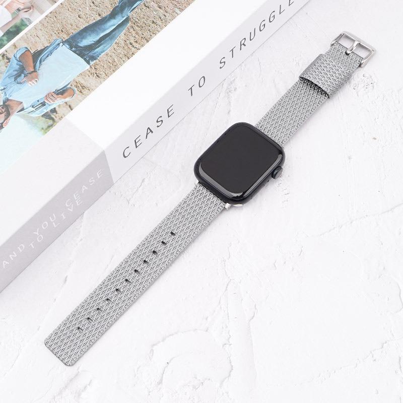 Watch Band For Apple Watch Series 10 42mm/9 8 7 41mm/6 5 4 SE (2023) SE (2022) SE 40mm/3 2 1 38mm Grids Texture Nylon Strap