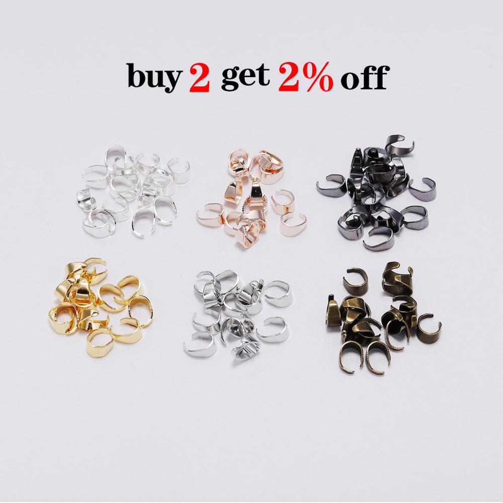 50-100pcs/lotPendant Clips Pinch Bail Clasps Buckle Charm Necklace Hook Connector For DIY Jewelry Making Cameo Tray Finding