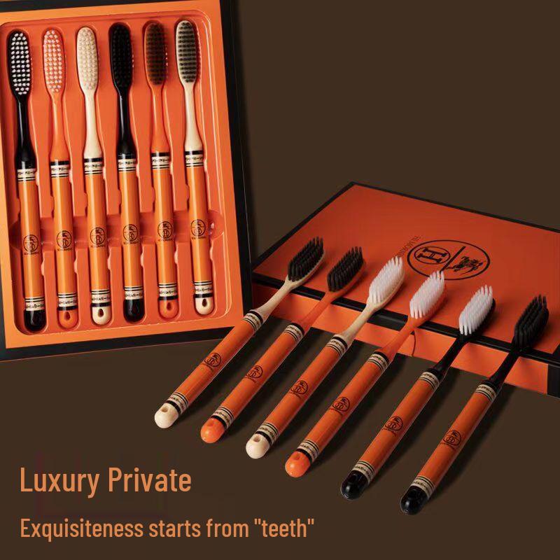 

Набор из 6 делюкс зубных щеток для взрослых: Мягкая щетина, широкая головка, стильная ручка