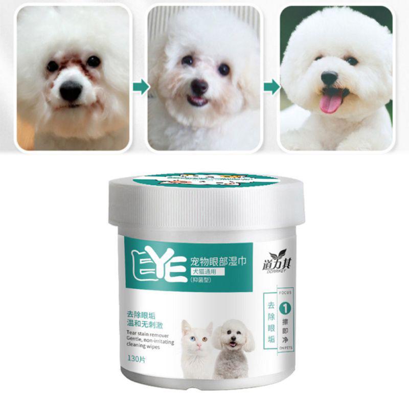 Cheap 130pcs/set Pet Eye Wet Wipes Kitten Grooming Tear Removal Stain