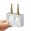 Wall-Mounted Makeup Organizer: No-Punch Translucent Tri-Compartment Eyebrow Pencil, Lipstick, and Brush Holder.