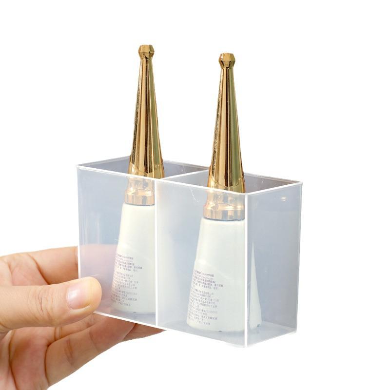 Wall-Mounted Makeup Organizer: No-Punch Translucent Tri-Compartment Eyebrow Pencil, Lipstick, and Brush Holder.