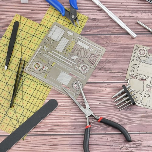 Worldity Metal DIY Model Tool Set, Metal Earth Model Kit, 22 Pieces Nose Pliers and Tab Edge Cylinder Cone Bending Assist Tool for 3D Metal Jigsaw Puz