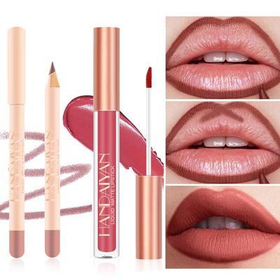 HANDAIYAN lūpų pieštuko lūpų blizgesio rinkinys vandeniui atsparus matinis skystas lūpų dažų pieštukas Sexy Red Ilgalaikis lūpų pieštukas Makiažo Kosmetika