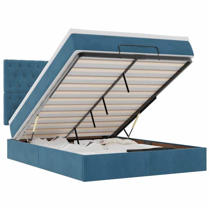 VidaXL Cadre de lit ottoman avec matelas bleu foncé 140x200 cm velours, cadre de lit, cadre de lit rembourré, cadre de lit 3314400