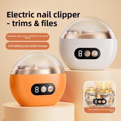 Taille-ongles électrique 2 en 1 avec contrôle 3 vitesses Coupe-ongles automatique multifonctionnel Conception anti-pincement Poli automatique