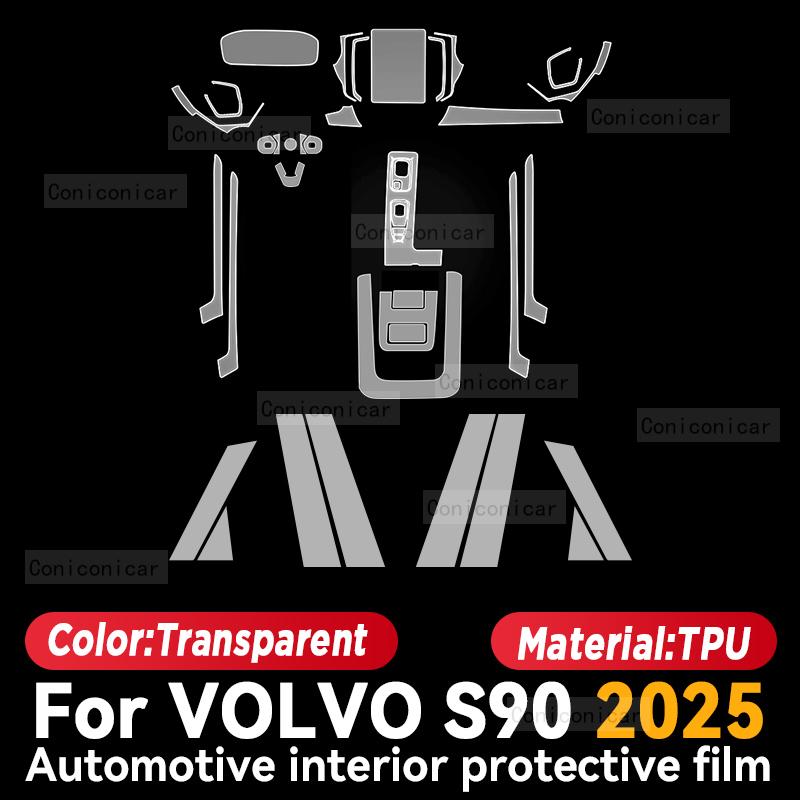 For VOLVO S90 2025 Car Interior Center Console Instrument Dashboard Protective Cover Film Anti-scratch Sticker