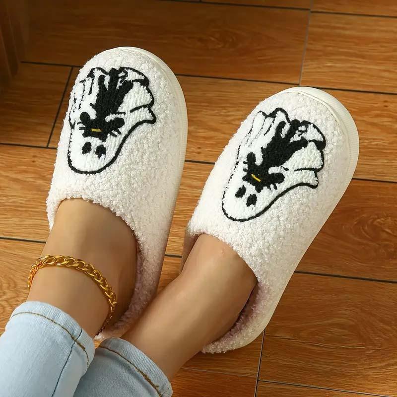 Fashion Women Black Cat Slippers Men Cartoon Home Black Dog Floor Sandals Couples Indoor Slippers Adults Warm Non-slip Shoes Halloween