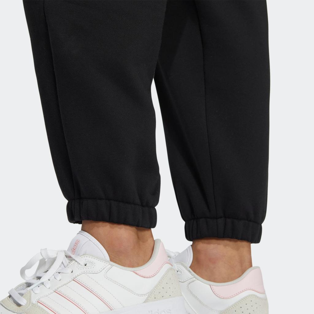 adidas Neo Solid Color Logo Print Fleece-Lined Cuffed Harem Sweatpants Women Bottoms Black HZ2409