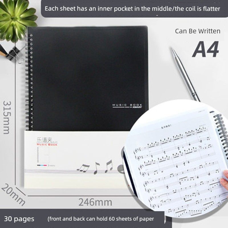 A4A 150.00G Music Score Book Piano Music Score Book Loose-Leaf Document Holder Folder Reading Book Can Be Modified Album Storage