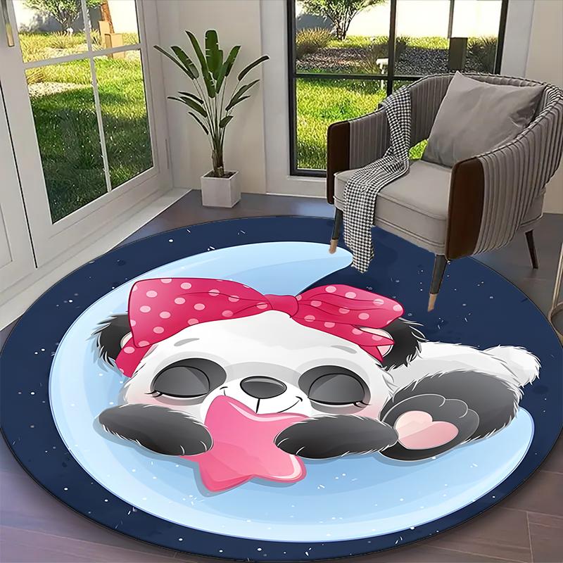1 Stück Runder Teppich für das Büro geeignet, Teppich mit Riesenpanda, Vielseitiger bedruckter Stuhlunterlage, Langlebiger Teppich für das Sofa zu Hause