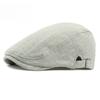 Unisex Big Head Friendly Linen Look Flat Cap Spring Summer Breathable Ivy Cap Adjustable Retro British Beret Cabbie Hat