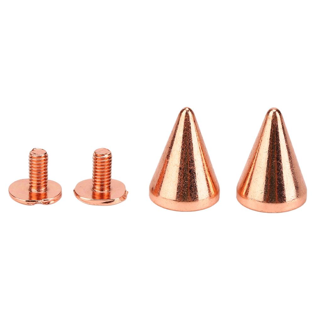 100 Sets Punk Cone Spikes Studs Electroplating Rose Gold Punk Cone Spiked Screw Rivets DIY Punk