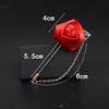 1 pièce Broche de mode de haute qualité pour homme, fleur de rose, feuille dorée, épingle à revers de costume, boutonnière de mariage, bijou