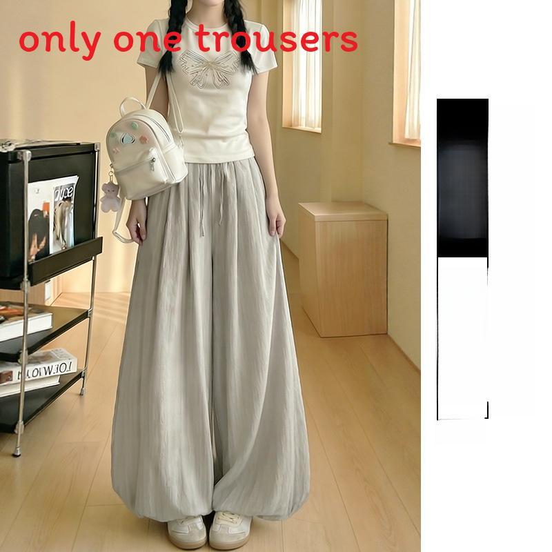 High Waist Casual Pants For Women With Polyester Fabric And Pleated Design For Spring Summer Wear