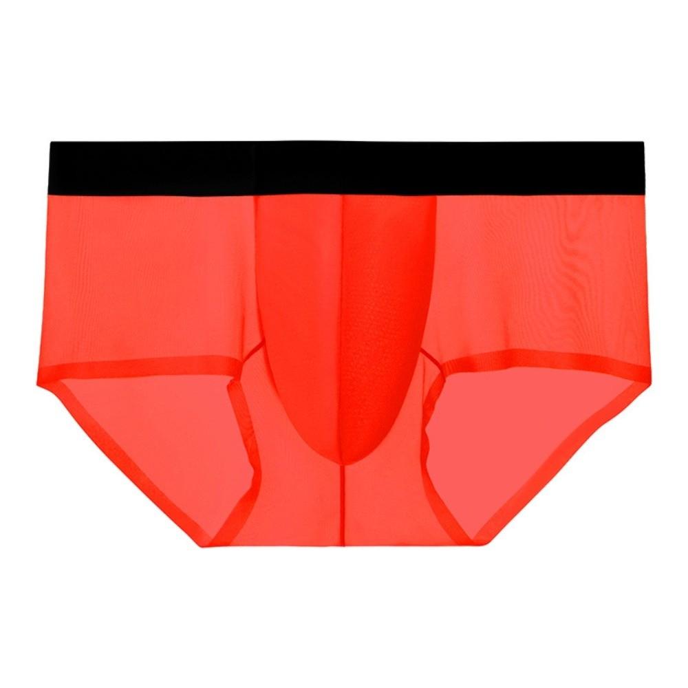 Underpants Summer Thin Briefs Men L-3XL Large Size with Crotch Cloth Ice Silk Boxers Panties Breathable Quick Dry