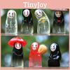 No Face Man Holding Umbrella Sitting Posture Hat Mini Model Desktop Ornament For Kids And Collectors