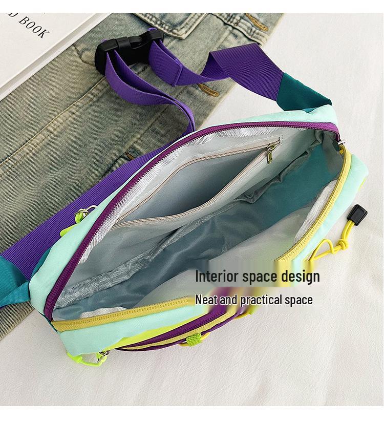 Women's Color Block Crossbody Chest Bag - Lightweight, Trendy for Outdoors & Cycling