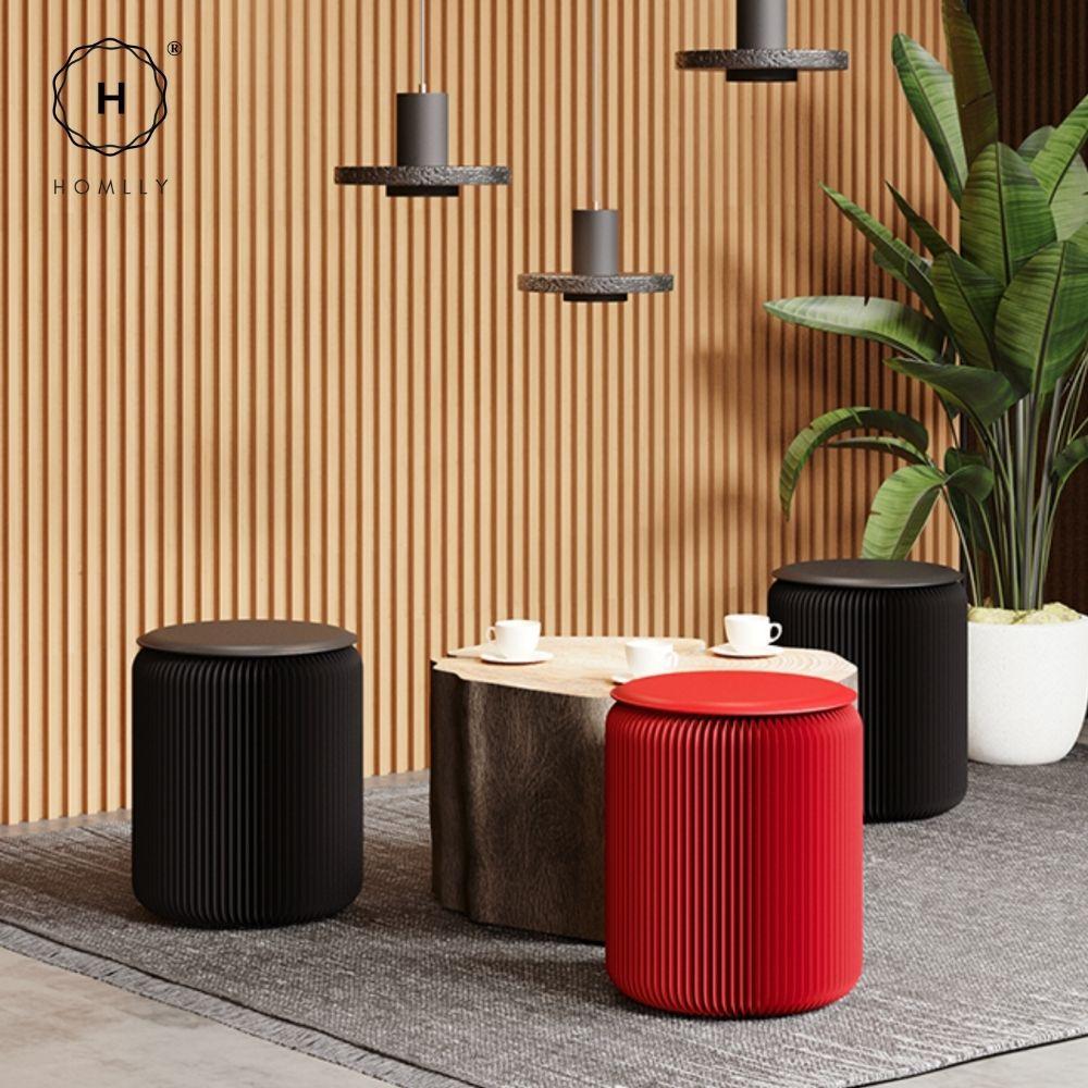 Homlly Eco Craft Paper Foldable Stool Chair with Cushion