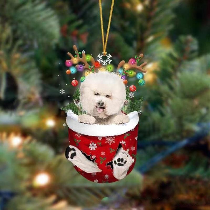 Festival Dog Hanging Charm Acrylic Dog Pendant Christmas Decoration Hanging Dog Ornament for Tree Adornment