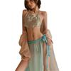 Ancient Style Sheer Snowflake Gauze Lingerie Set - Hanfu Cosplay Sexy Belly Dance Top