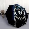 1pc Wolf, Night Automatic Open/Close Umbrella with One-Touch Button, Compact Folding Canopy, Sturdy 8-Rib Windproof Design S15
