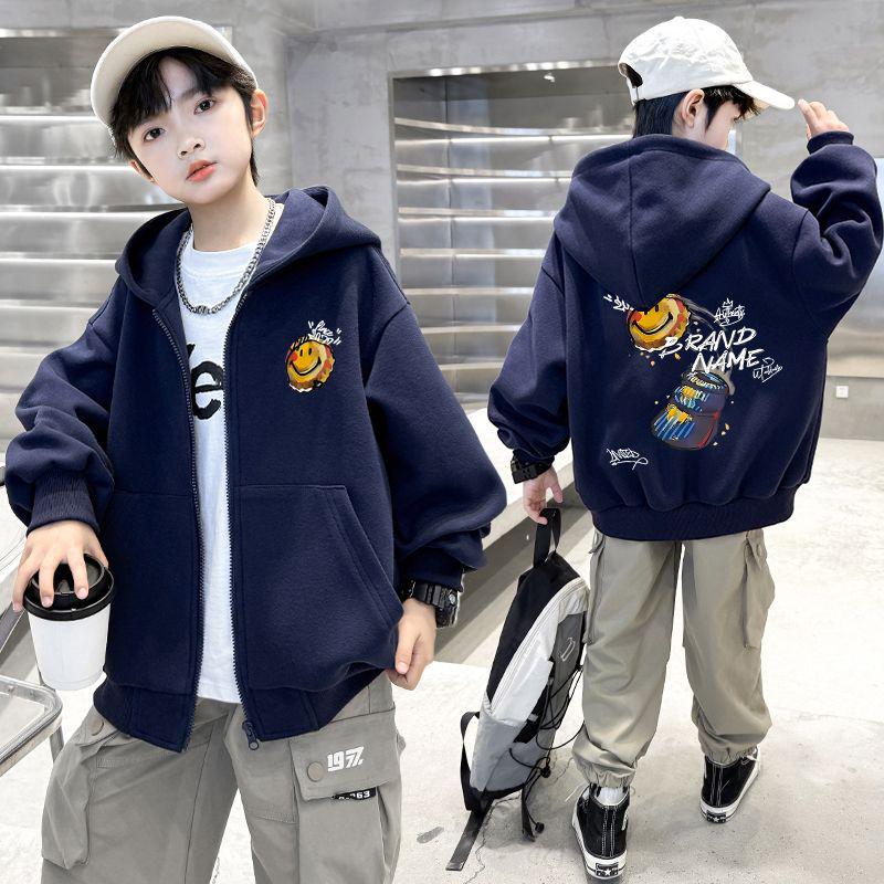 Giacca Cardigan con Cappuccio Foderata in Pile da Ragazzo - Stile Baseball Autunno/Inverno 2025