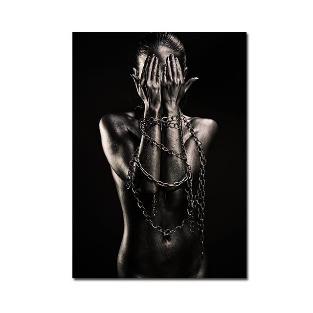 Black Gold Woman Canvas Painting African Women Poster and Prints Scandinavian Wall Art Picture for Home Decor Living Room Mural