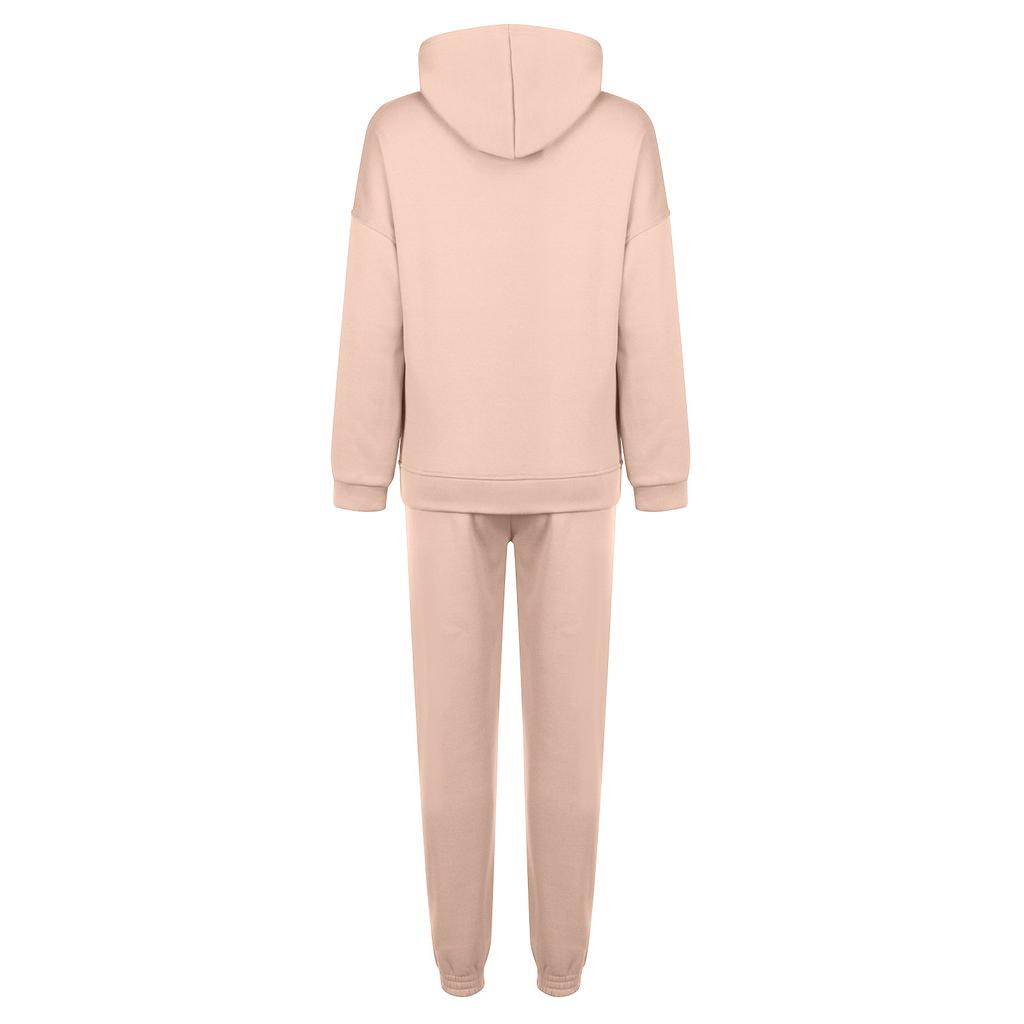Women's Autumn/Winter Solid Colour Sweatshirt Hooded Fashion Long Sleeve Two Piece Set