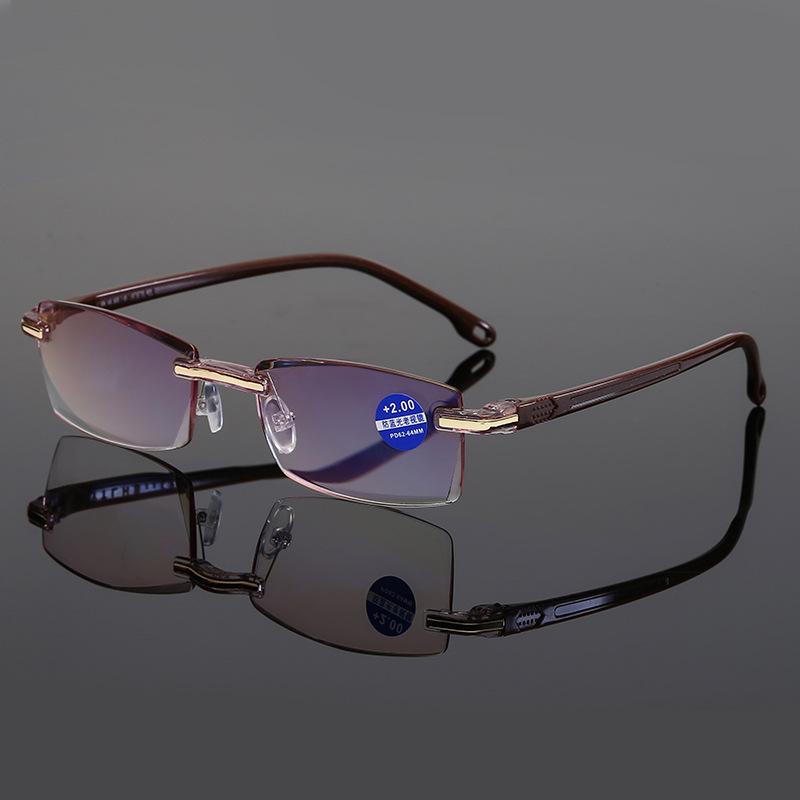 1/3PCS Rimless Square Reading Glasses Anti-blue Light Presbyopic Computer Eyeglasses Men Women +1.0 To +4.0 Gray Lens