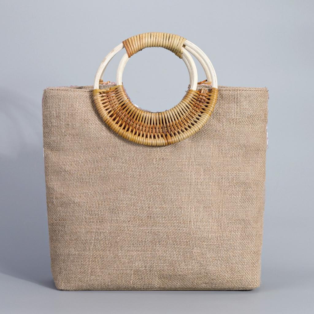 Sequin Spring and Summer Tote Bag, High-end Sense Niche Embroidered Women's Bag, Large-capacity Woven Handbag