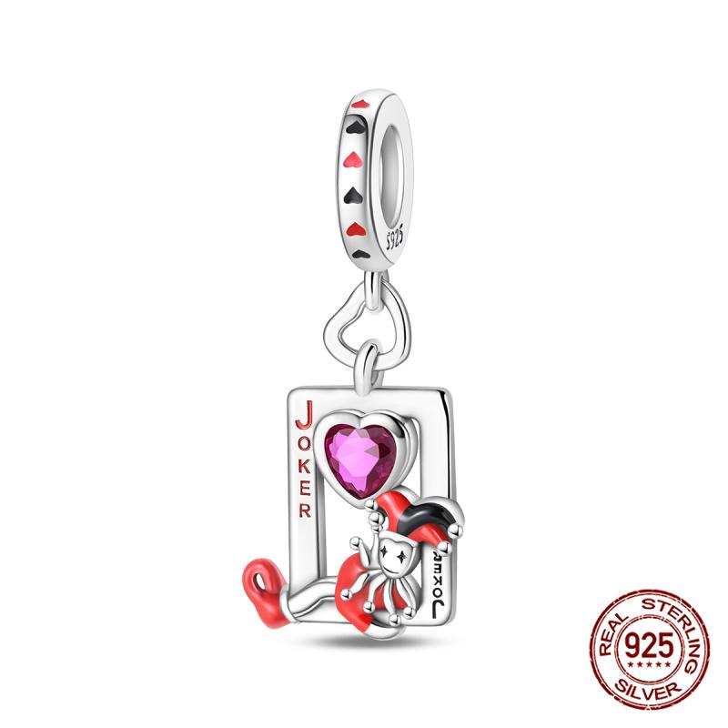 New Original 100%Copper Playing Cards Red Heart K Flush Charms Fit Originalbracelet Diy Jewelry Making Women Gift