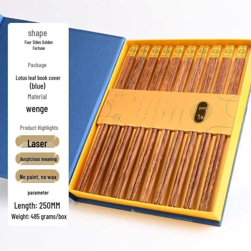 Chinese-Style Solid Wood Chopsticks - 10 Pairs Gift Box for Clients & Souvenirs
