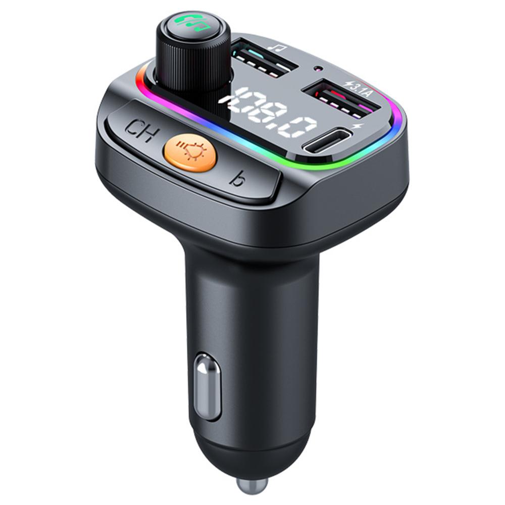 

C2 Multifunctional Bluetooth-compatible MP3 Player Type-C+2 USB Car Charger with Ambient Light