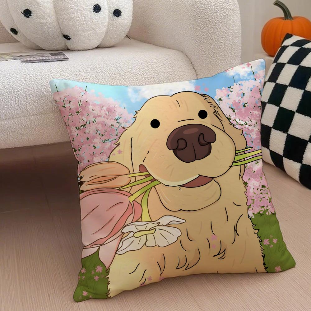 Labrador Retriever Cushion Cover Linen Pillow Case Soft Breathable Protective Couch Room Decoration