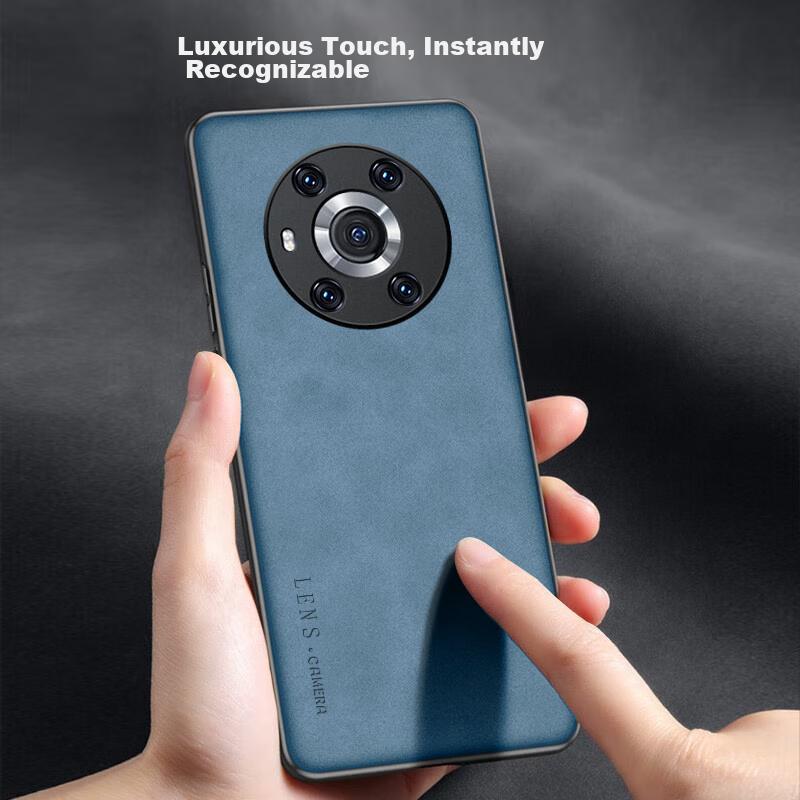 Honor Magic3 Phone Case, Magic3 with Full Lens Protection, Silicone Soft Edge, Shockproof, Ultra-Thin, Simple And Leather Texture Case, Quiet Black