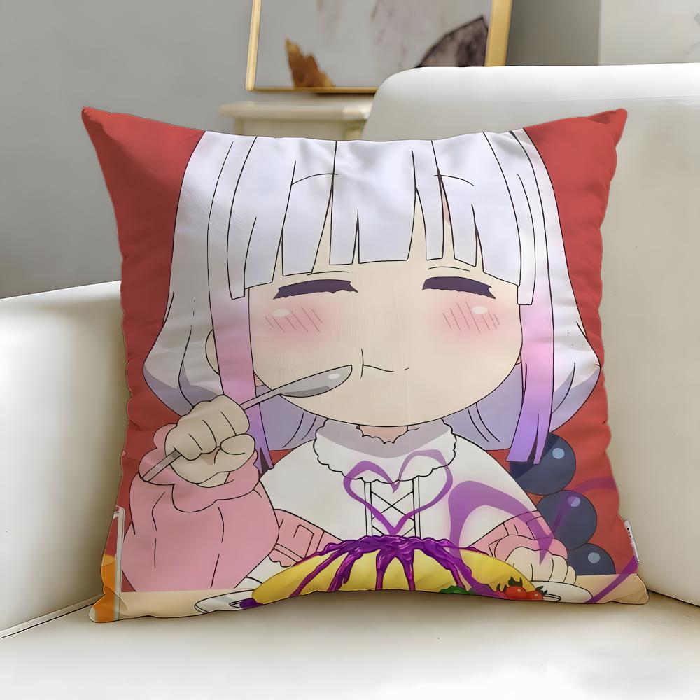 anime Miss Kobayashis Dragon Maid Cushion Cover Soft  EasyWash Pillow Case  Versatile for Couch Bed Travel and Office