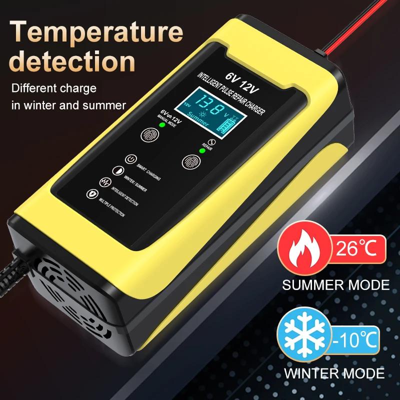 6V/3A 12V/6A Intelligent Car Battery Charger Car and Motorcycle Lead Acid Battery Charger and Smart Pulse Repair Maintainer