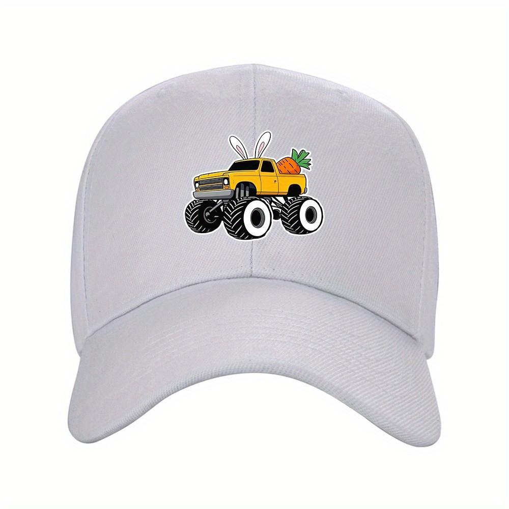 Bunny Monster Truck Baseball Cap Unisex Adjustable Polyester Graphic Print Casual Outdoor Cap
