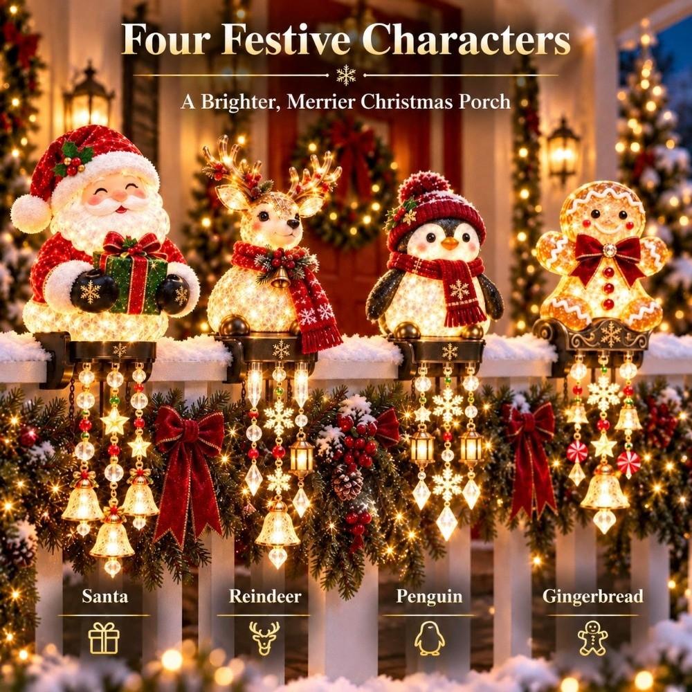 Penguin Christmas Porch Railing Lights Reindeer Christmas Figure Light Holiday Yard