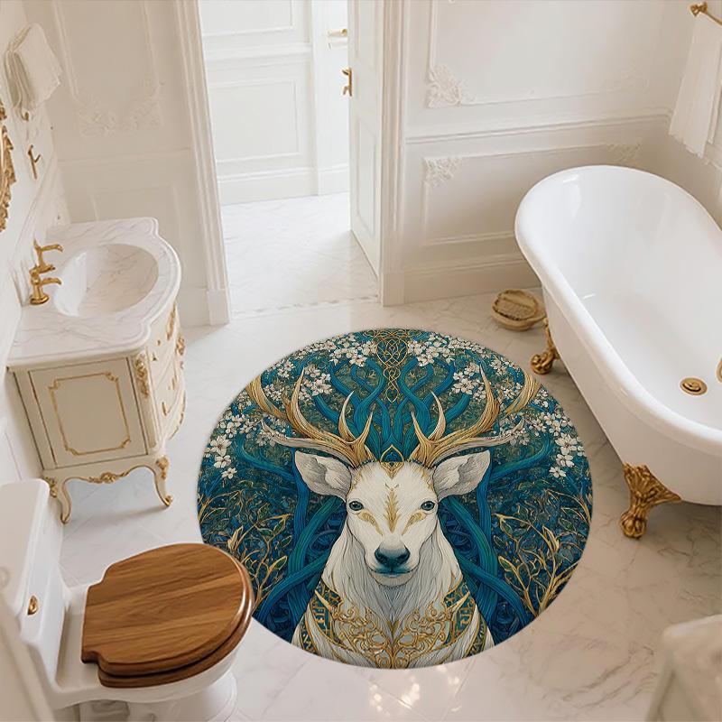 Blue Series Animals,Round Area Rug,Carpet Rug for Living Room Bedroom Sofa Playroom Decor,Non-slip Floor Mat